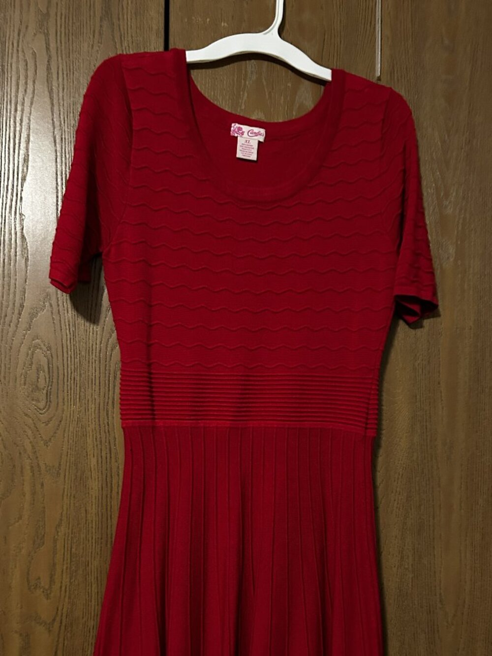 Candie’s Red Textured Knit Fit & Flare Sweater Dress – XL
